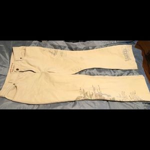Lauren Jeans Co. cream print jeans size 10